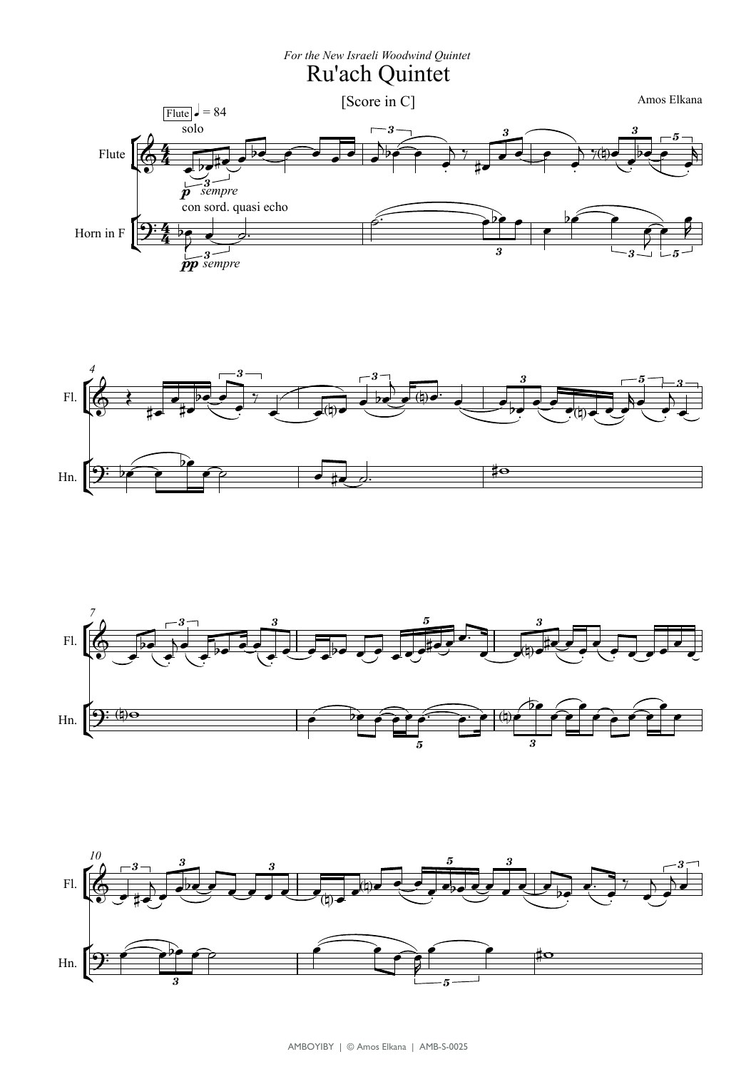 Sample page from Ru'ach Quintet